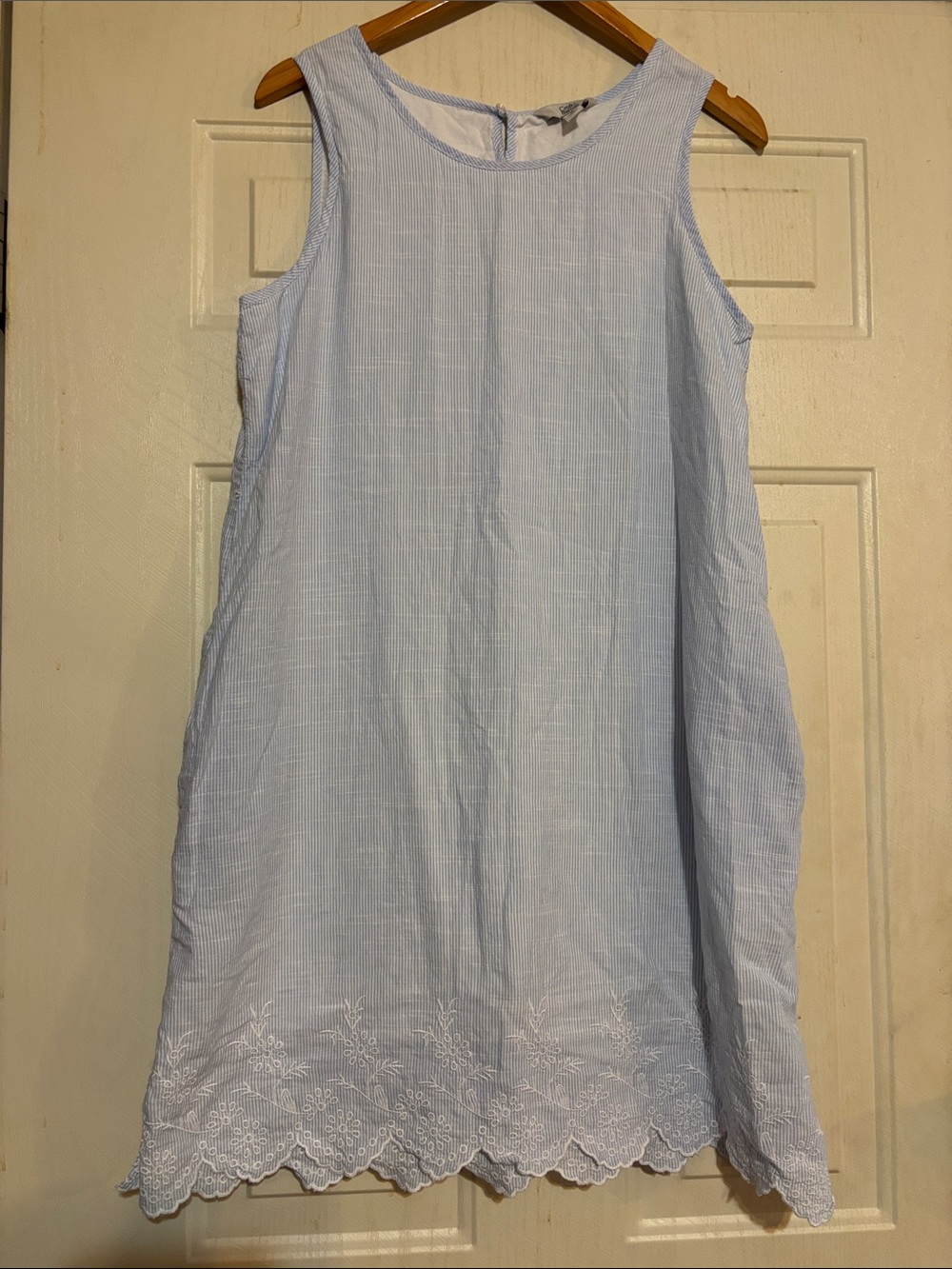 croft & barrow Light Blue Sleeveless Eyelet Hem Dress